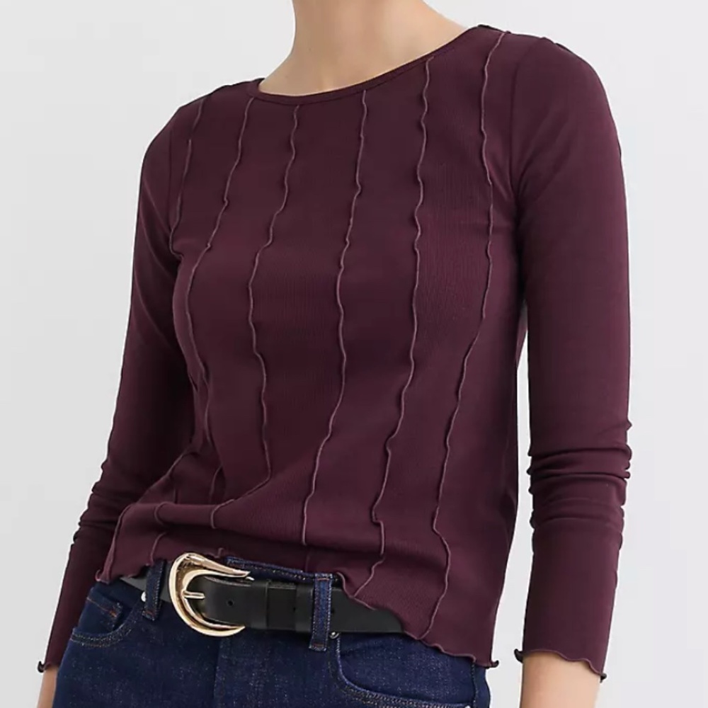 NWT Loft Ruffle Trimmed Ribbed Tee (Size XS)